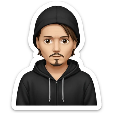 johnyy depp with black hoodie sticker