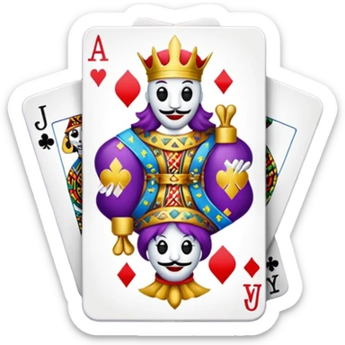 bunch of poker cards, with jolly jokers inside sticker