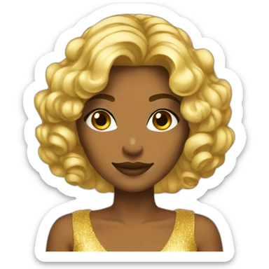 all gold skin pretty girl disco sticker