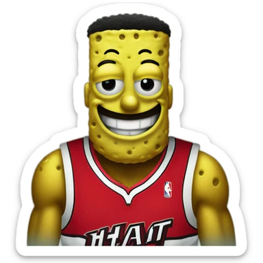 spongebob wearing red miami heat jersey sticker