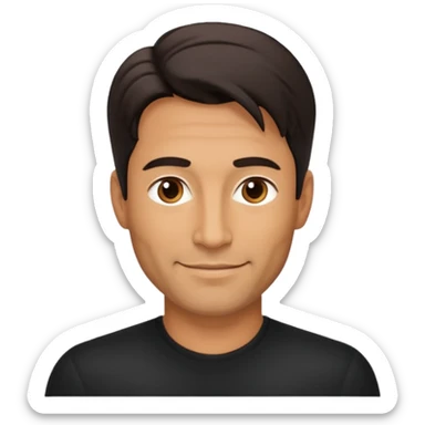 A very handsome successful man in his 40s. Day hair. Wearing black   sticker