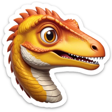 Cinematic Comical jurassic park Velociraptor Portrait Emoji, Head tilted dramatically with an exaggeratedly shocked expression, featuring a sleek, agile form with wide, comically expressive eyes and a quirky, animated snout that brings out its playful side, Simplified yet hilariously expressive features, highly detailed, glowing with a slightly sassy prehistoric glow, high shine, dramatic yet playful, stylized with an air of cheeky dinosaur mischief, soft glowing outline, capturing the essence of a meme-worthy jurassic park Velociraptor that looks ready to side-eye its way into viral fame! sticker