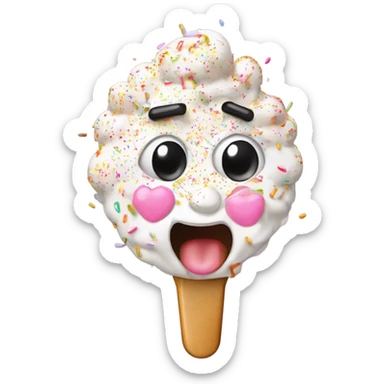Emoji with sprinkles of suger all over nose are.  holding a  spoon full of suger and a lit lighter next to it on other hand sticker