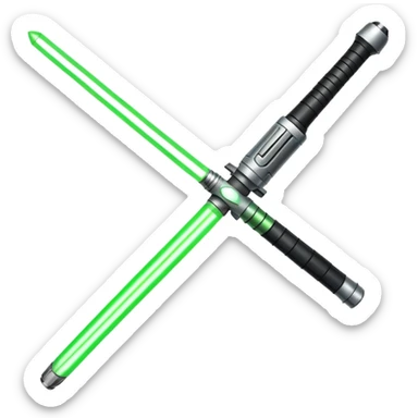 lightsaber with glowing green blade and simple hilt sticker