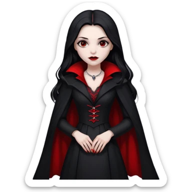 Women Vampire with black & white coat dress sticker