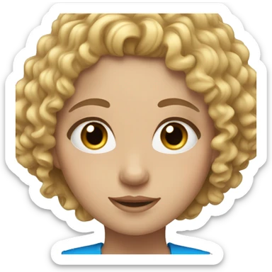 girl with curly brown hair with blonde ends and blue eyes with eyelashes sticker