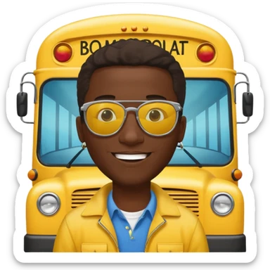 a school bus with a jamaican man saying bomboclat (speech buble) sticker
