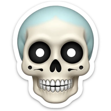 calavera emoji estilo iPhone, forma de calavera con mandíbula abierta, expresión divertida sticker