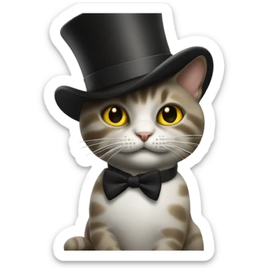 Cat with a top hat smoking a cigarette sticker