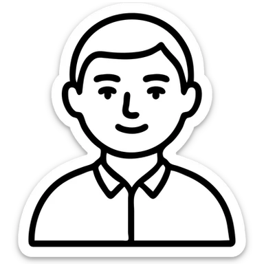 Enhance the 2D default user icon with more detailed subtle facial features and clothing details, maintaining the outlined style, no background. sticker