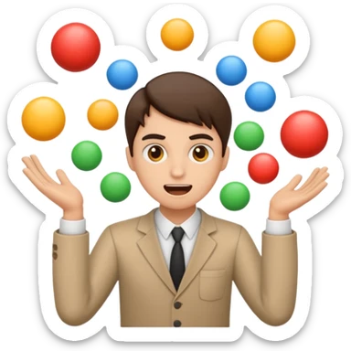 an emoji that depicts a product manager juggling work with panic, can you make it more gender neutral  sticker