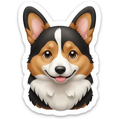  crying black tricolor corgi with no tail sticker