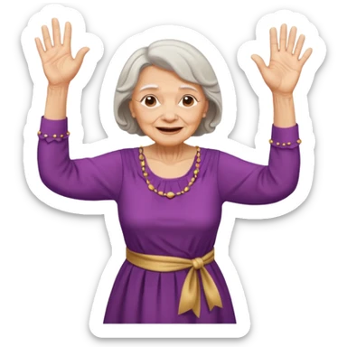 Old lady hands up raise the roof dancing  sticker