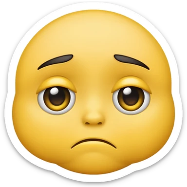 sad face with a big pouty bottom lip, and sad eyes and make it the emoji face not a human face sticker
