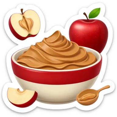 apple pieces in bowl with peanutbutter sticker