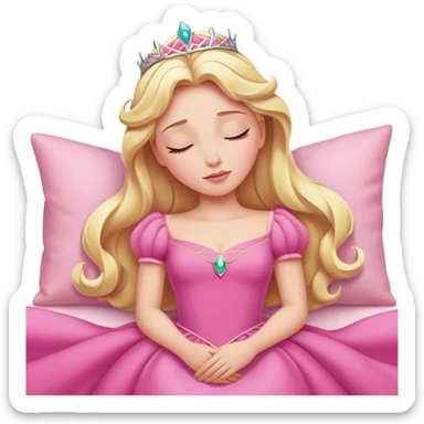 Sleeping Beauty Aurora from hips up, pink dress, blonde hair, minimal style, larger size sticker