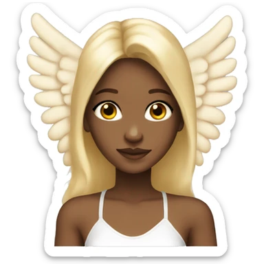 Blonde Girl Brown Big eyes Angel Wings  sticker
