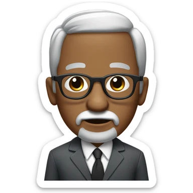 berry sanders with small round face and suit and glasses and buzz cut and small black eyes and small gray beard and small black eyes and wrinkled forehead sticker