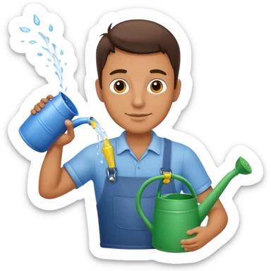 man with watering pot sticker