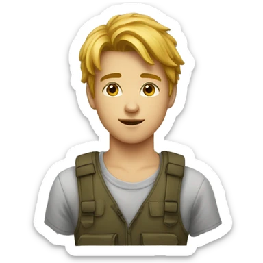 Jeune homme qui fait un v sticker