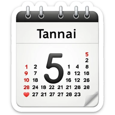 calendario de uma folha de numero 5 sticker