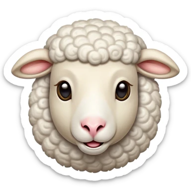 Cinematic Comical Sheep Portrait Emoji, Head tilted dramatically with an exaggeratedly amused expression, featuring a strikingly fluffy white fleece with a quirky pattern and wide, expressive eyes filled with playful disbelief, Simplified yet hilariously expressive features, highly detailed, glowing with a slightly sassy glow, high shine, dramatic yet playful, stylized with an air of cheeky mischief, bright and endearing, soft glowing outline, capturing the essence of a spirited and over-the-top sheep, so meme-worthy it feels like it could baa its way into internet fame instantly! sticker