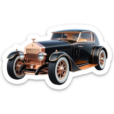 Batgirl’s Dark black Bare bones chopped streamlined sporty (stripped down) hot rodded engine rose gold sports car 1932 Rolls Royce Woody futuristic electric spaceship plasma neon glowing motors and lightening dynamos with wide racing wheels that are held strong by advanced suspension and steering sticker