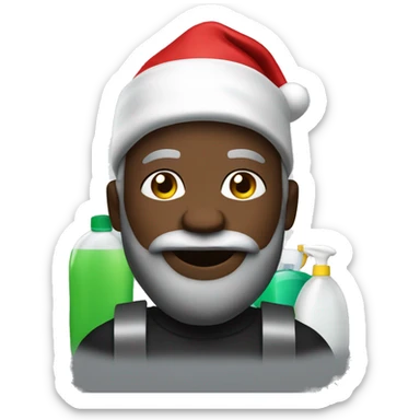 Create a black Santa with cleaning supplies  sticker