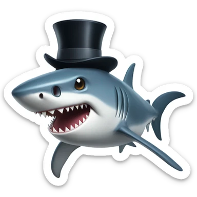 Shark with a top hat in the ocean  sticker