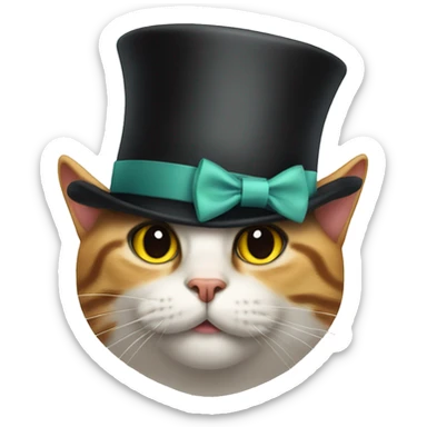 cat with a bow tie and top hat sticker