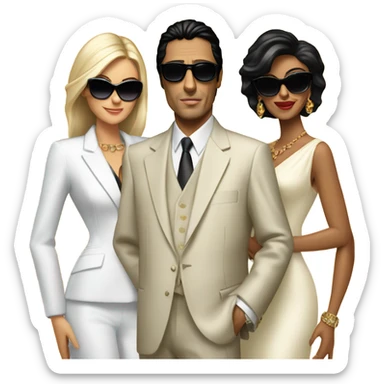 Tony Montana sunglasses with 3 beautiful ladies with him sticker