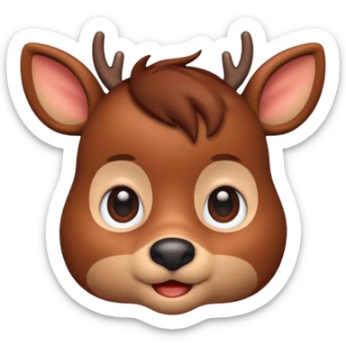 Rudolph cute face emoji for slack simple with hair, like the first one of that most recent message sticker