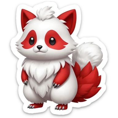 Cute cool white red animal hybrid Fakemon full body sticker
