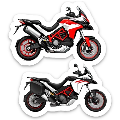 Caricatura Moto Ducati multistrada enduro off road roja y negra llena de barro sticker