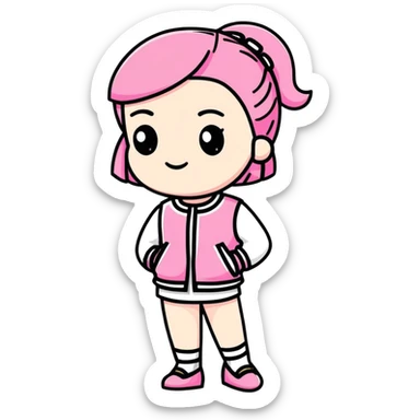 girl wearing pink Chanel-style outfit sticker