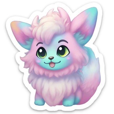 Kawaii colorful pastel ethereal anthro fursona Fakemon sticker