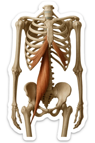 fai un immagine identica che riguarda IL MUSCOLO PSOAS i in evidenza (anatomicO) con colori naturali di un corpo umano. falla iperrealistica anatomica in 4k sticker