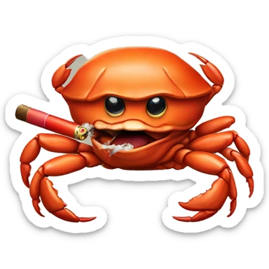 a crab smoking cigarrete sticker