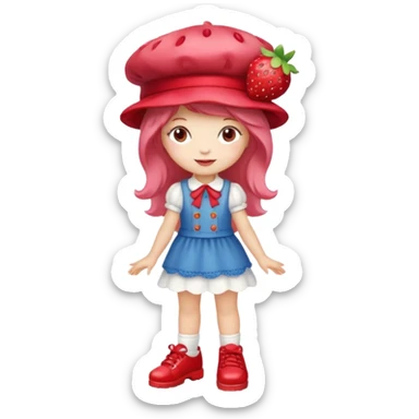 pretty and cute realistic modern day strawberry shortcake full body with red shoes emoji sticker