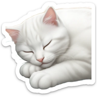 White kitten curled up sleeping sticker