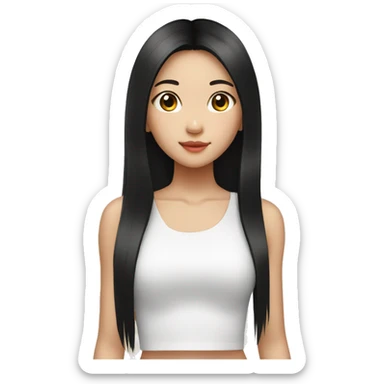 taiwanese girl with long black hair wearing a white crop top sticker