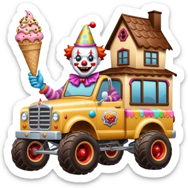 Crazy killer Klown Jenkins 4wd my monster 1924 racing ice cream with chocolate, nuts and sprinkles dream house food truck  sticker