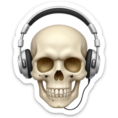 une tete de mort avec un casque audio sticker