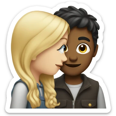 A boy with dark hair kisses a girl with blonde hair sticker