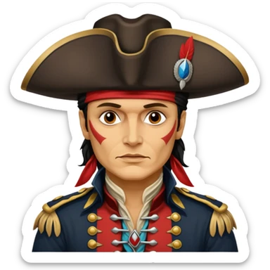 Adam Ant painted with Indian war colors is wearing like a highwaymen,   sticker