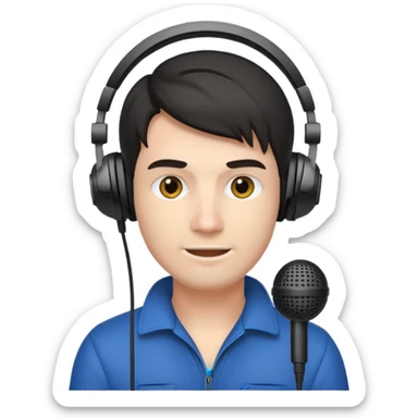 Man with gaming headset mic sticker