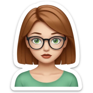 Yeşil gözlü,Hafif kahverengi saçlı, beyaz tenli, gözlüklü, crop giyinen ,dolgun dudaklı,makyajlı bir kiz sticker