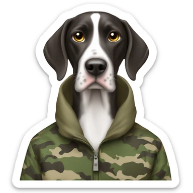Pointer cross salvation wearing a camouflage jacket  sticker