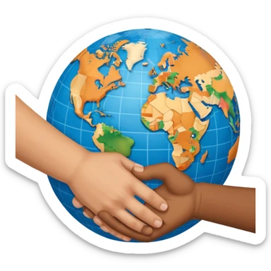 a handshake with a globe in the background, symbolizing international relations sticker