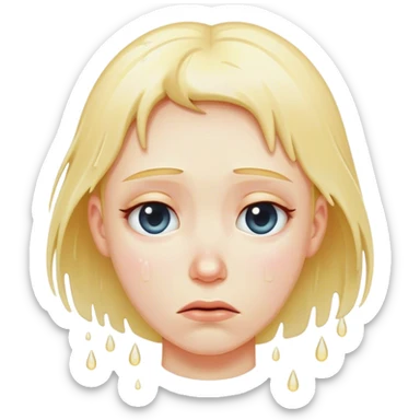 A wet person drained, and sad looking down, feeling like quitting.. saying I dont care sticker